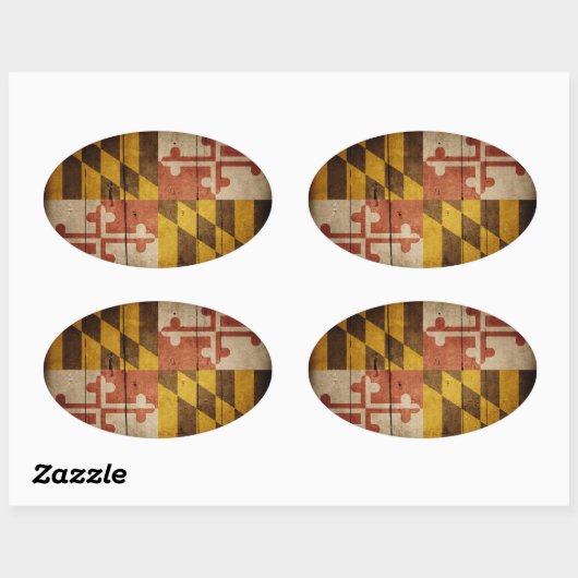 Rugged Wood Maryland Flag Ovale Sticker (Vel)