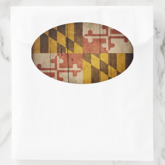 Rugged Wood Maryland Flag Ovale Sticker (Tas)