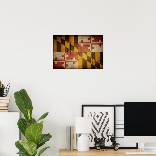 Rugged Wood Maryland Flag Poster (Thuiskantoor)