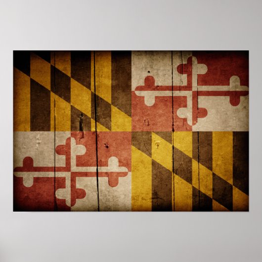 Rugged Wood Maryland Flag Poster (Voorkant)