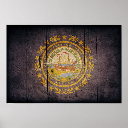 Rugged Wood New Hampshire Flag Poster (Voorkant)
