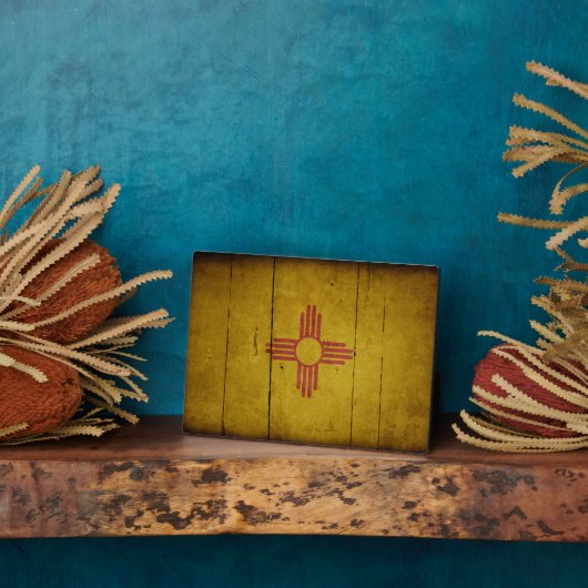 Rugged Wood New Mexico Flag Fotoplaat (Zijkant)