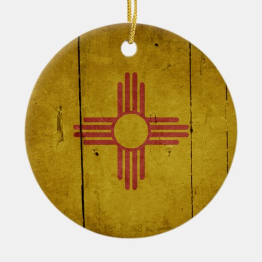 Rugged Wood New Mexico Flag Keramisch Ornament (Voorkant)