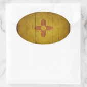 Rugged Wood New Mexico Flag Ovale Sticker (Tas)