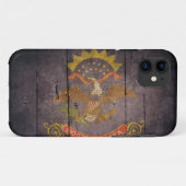 Rugged Wood North Dakota Flag Case-Mate iPhone Case (Achterkant (horizontaal))