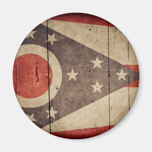 Rugged Wood Ohio Flag Magneet (Voorkant)