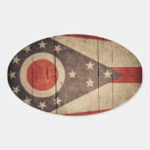Rugged Wood Ohio Flag Ovale Sticker (Voorkant)