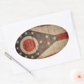 Rugged Wood Ohio Flag Ovale Sticker (Envelop)