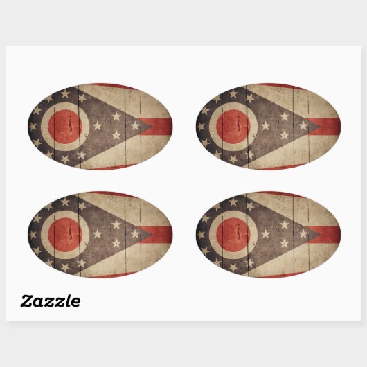 Rugged Wood Ohio Flag Ovale Sticker (Vel)