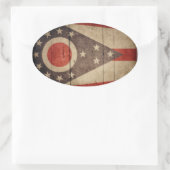 Rugged Wood Ohio Flag Ovale Sticker (Tas)