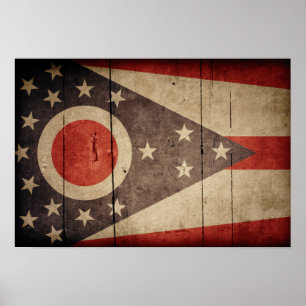 Rugged Wood Ohio Flag Poster