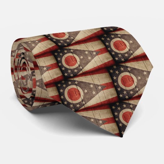 Rugged Wood Ohio Flag Stropdas (Opgerold)