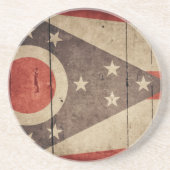 Rugged Wood Ohio Flag Zandsteen Onderzetter (Voorkant)
