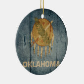 Rugged Wood Oklahoma Flag Keramisch Ornament (Rechts)