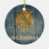 Rugged Wood Oklahoma Flag Keramisch Ornament (Voorkant)