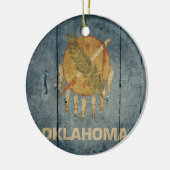Rugged Wood Oklahoma Flag Keramisch Ornament (Links)