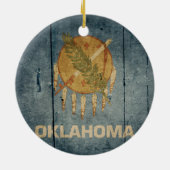 Rugged Wood Oklahoma Flag Keramisch Ornament (Achterkant)