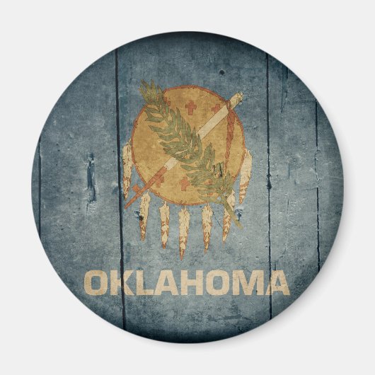 Rugged Wood Oklahoma Flag Magneet (Voorkant)
