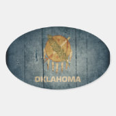 Rugged Wood Oklahoma Flag Ovale Sticker (Voorkant)