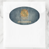 Rugged Wood Oklahoma Flag Ovale Sticker (Tas)