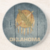 Rugged Wood Oklahoma Flag Zandsteen Onderzetter (Voorkant)