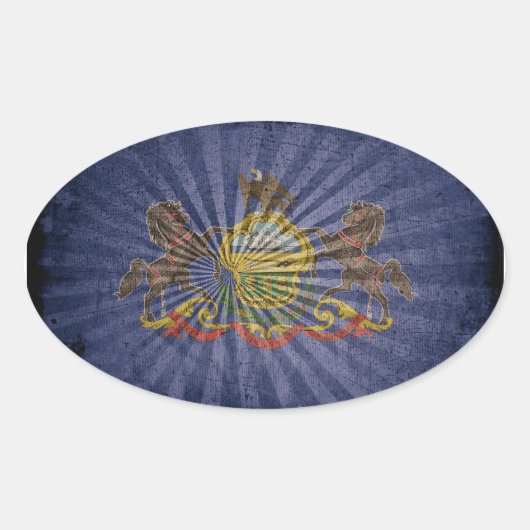 Rugged Wood Pennsylvania Vlag Ovale Sticker (Voorkant)