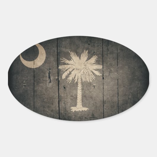 Rugged Wood South Carolina Flag Ovale Sticker (Voorkant)