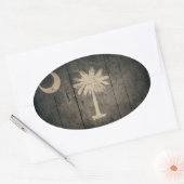 Rugged Wood South Carolina Flag Ovale Sticker (Envelop)