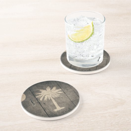 Rugged Wood South Carolina Flag Zandsteen Onderzetter (Zijkant)