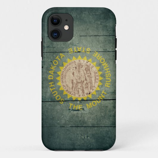Rugged Wood South Dakota Flag Case-Mate iPhone Case (Achterkant)