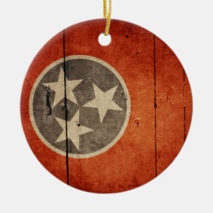 Rugged Wood Tennessee Flag Keramisch Ornament