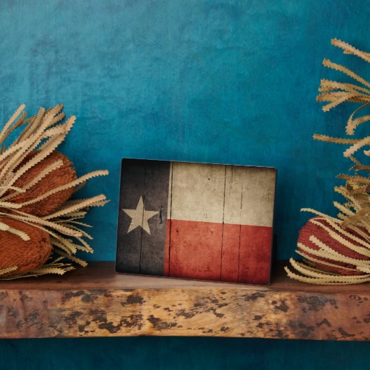 Rugged Wood Texas Flag Fotoplaat (Zijkant)