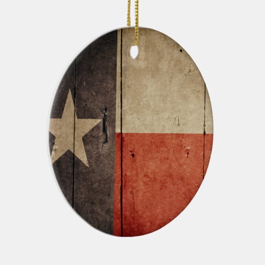 Rugged Wood Texas Flag Keramisch Ornament (Rechts)