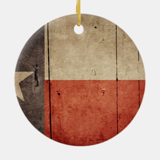 Rugged Wood Texas Flag Keramisch Ornament (Achterkant)