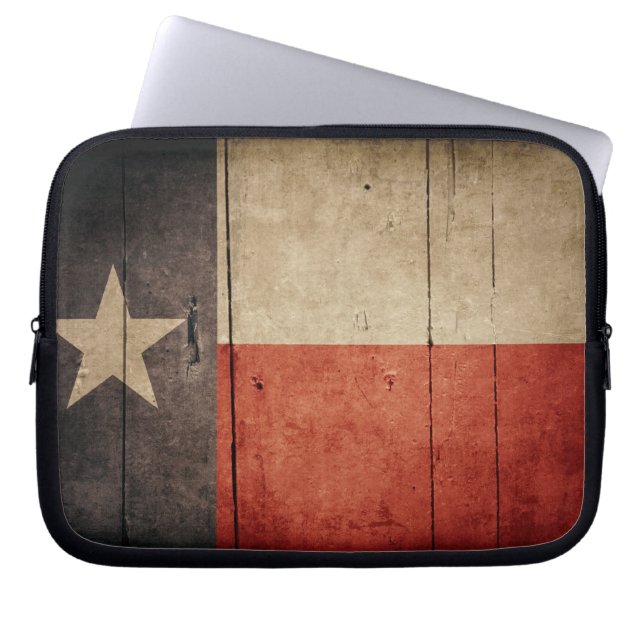 Rugged Wood Texas Flag Laptop Sleeve (Voorkant)