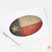 Rugged Wood Texas Flag Ovale Sticker (Envelop)