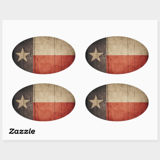 Rugged Wood Texas Flag Ovale Sticker (Vel)