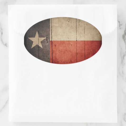 Rugged Wood Texas Flag Ovale Sticker (Tas)