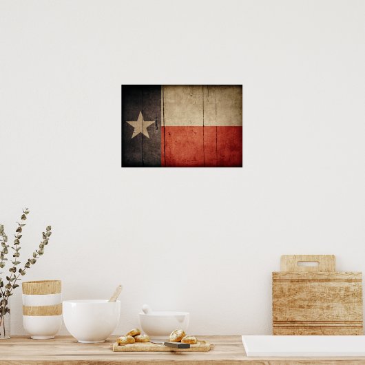 Rugged Wood Texas Flag Poster (Keuken)