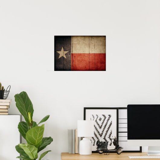 Rugged Wood Texas Flag Poster (Thuiskantoor)
