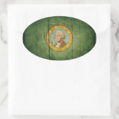 Rugged Wood Washington Vlag Ovale Sticker (Tas)