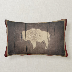 Rugged Wood Wyoming Flag Kussen