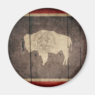 Rugged Wood Wyoming Flag Magneet