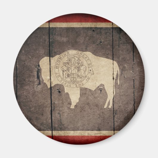 Rugged Wood Wyoming Flag Magneet (Voorkant)