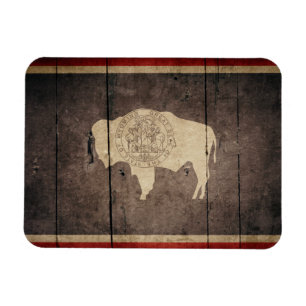 Rugged Wood Wyoming Flag Magneet