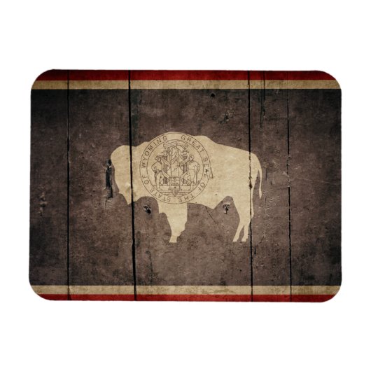 Rugged Wood Wyoming Flag Magneet (Horizontaal)