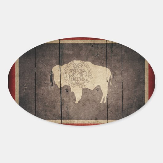Rugged Wood Wyoming Flag Ovale Sticker (Voorkant)