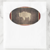 Rugged Wood Wyoming Flag Ovale Sticker (Tas)