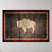 Rugged Wood Wyoming Flag Poster (Voorkant)