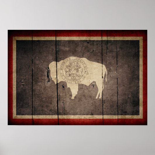 Rugged Wood Wyoming Flag Poster (Voorkant)